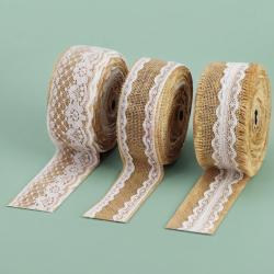 Jute bruiloft lint met kant